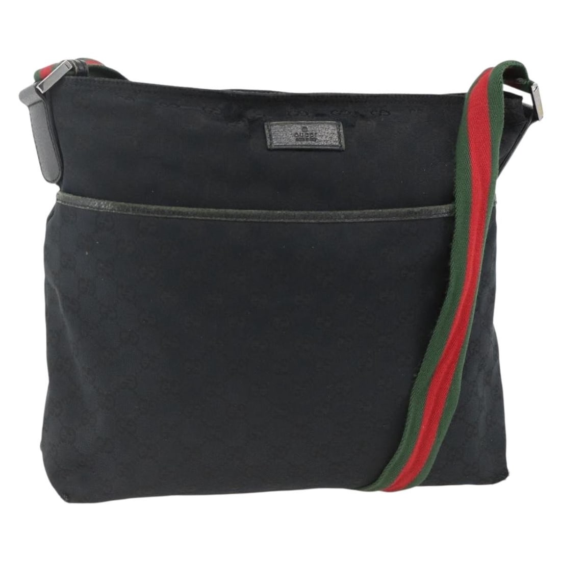 Gucci GG Canvas Black Sherry Line Shoulder Bag Silver Red Web 189751 (1 of 18)