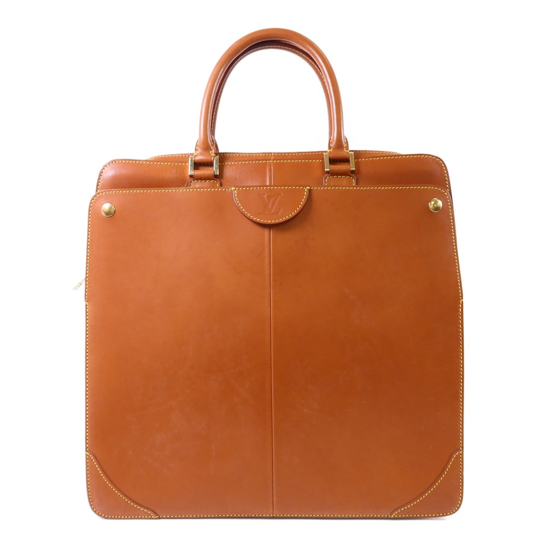 Louis Vuitton Nomad Negev Brown Leather Tote with Gold Hardware M80317: Louis Vuitton Nomad Negev Brown Leather Tote with Gold Hardware M80317 This Louis Vuitton Nomad Negev handbag features brown calfskin leather and a classic tote design. The bag has a regular size, off