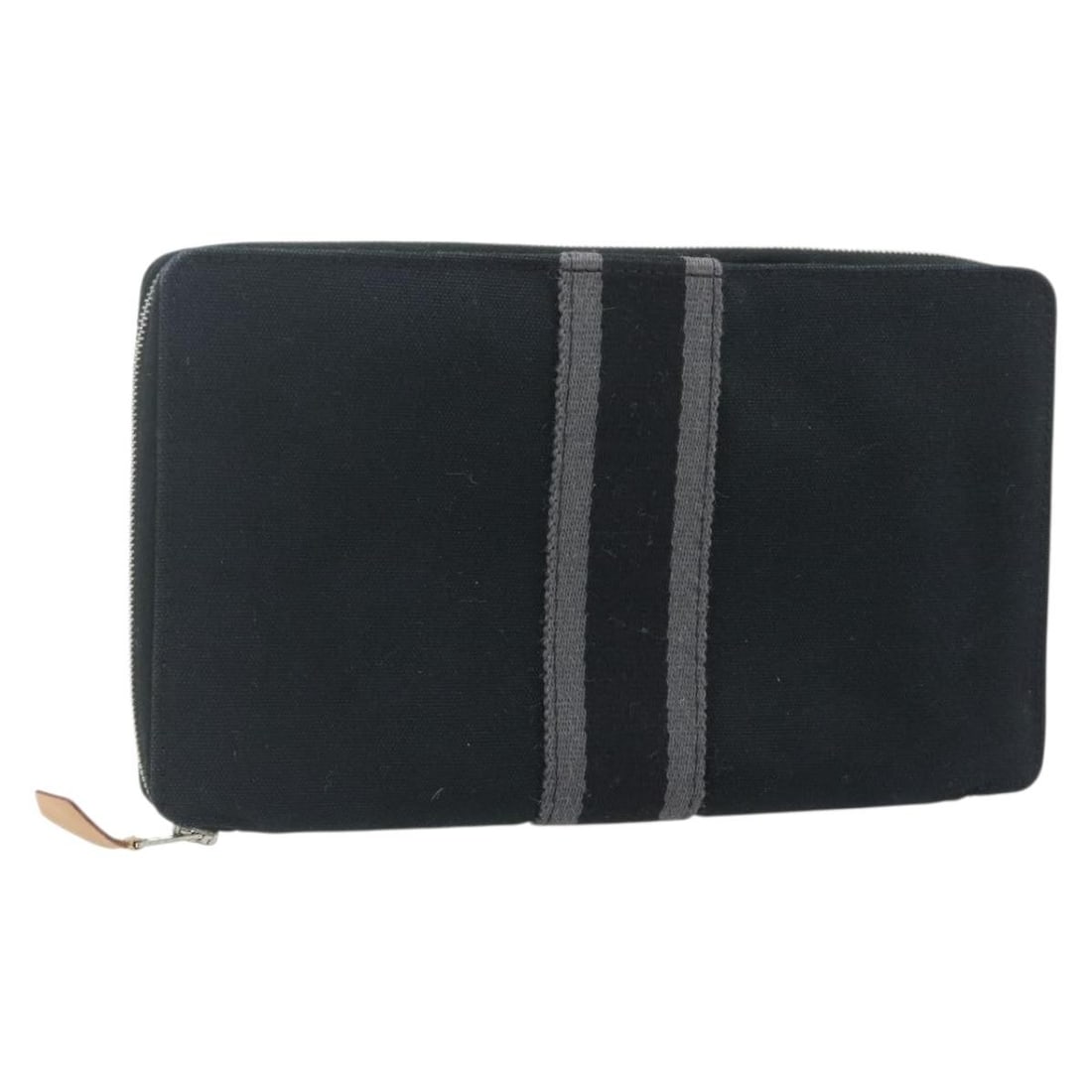 Hermes Fourre Tout Perth GM Cotton Black Silver Wallet: Hermes Fourre Tout Perth GM Cotton Black Silver Wallet This is a Hermes Fourre Tout Perth GM wallet crafted from black cotton with silver accents. Made in France, this women's wallet features a spacio