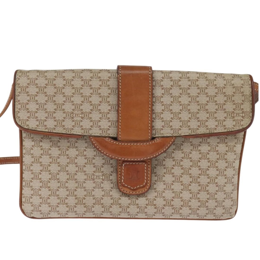 Celine Macadam Beige Canvas and Leather Vintage Shoulder Bag: Celine Macadam Beige Canvas and Leather Vintage Shoulder Bag This Celine Vintage Macadam shoulder bag features a beige canvas exterior with leather trim. Designed for women, it originates from Italy a