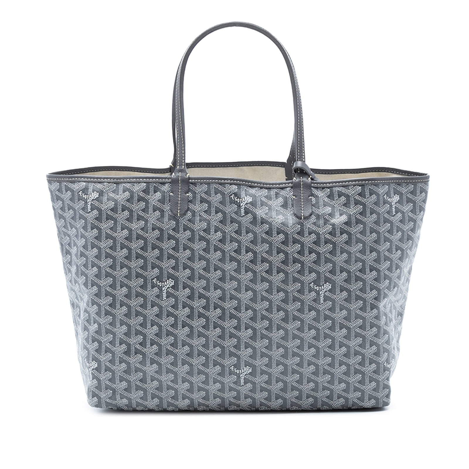 Goyard Saint Louis PM Gray Coated Canvas Tote Bag: Goyard Saint Louis PM Gray Coated Canvas Tote Bag The Goyardine Saint Louis PM is a stylish and functional bag made from durable coated canvas with elegant leather trim. It features flat leather strap