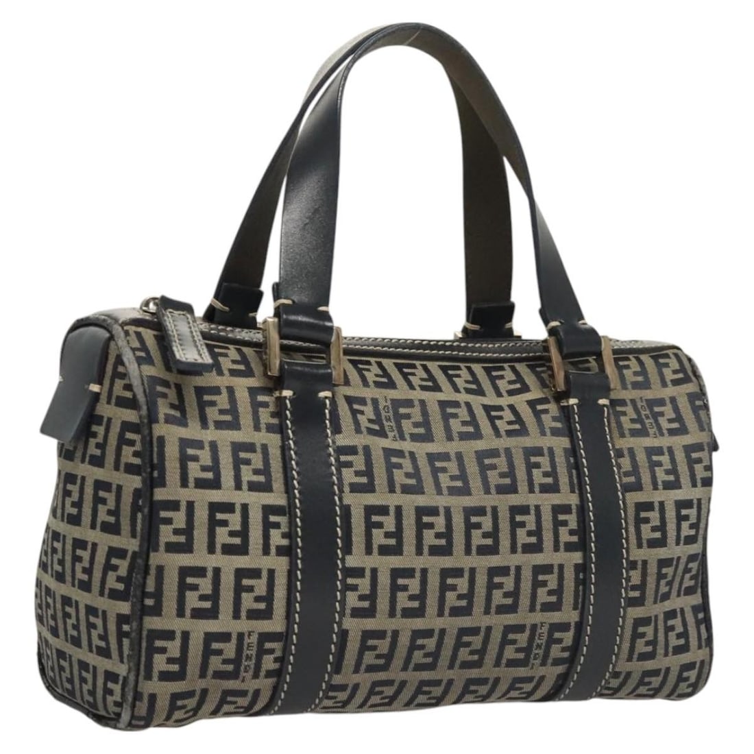 Fendi Zucchino Canvas Navy Silver Women's Handbag Made in Italy: Fendi Zucchino Canvas Navy Silver Women's Handbag Made in Italy This FENDI Zucchino canvas hand bag features a navy and silver color scheme and is crafted from signature Zucchino canvas. Designed for 