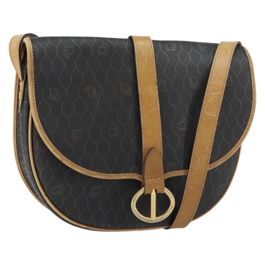 Christian Dior Honeycomb Canvas Shoulder Bag Black Gold PVC Auth: Christian Dior Honeycomb Canvas Shoulder Bag Black Gold PVC Auth This Christian Dior Honeycomb Canvas Shoulder Bag is a stylish accessory crafted from durable PVC leather, featuring a chic black and g