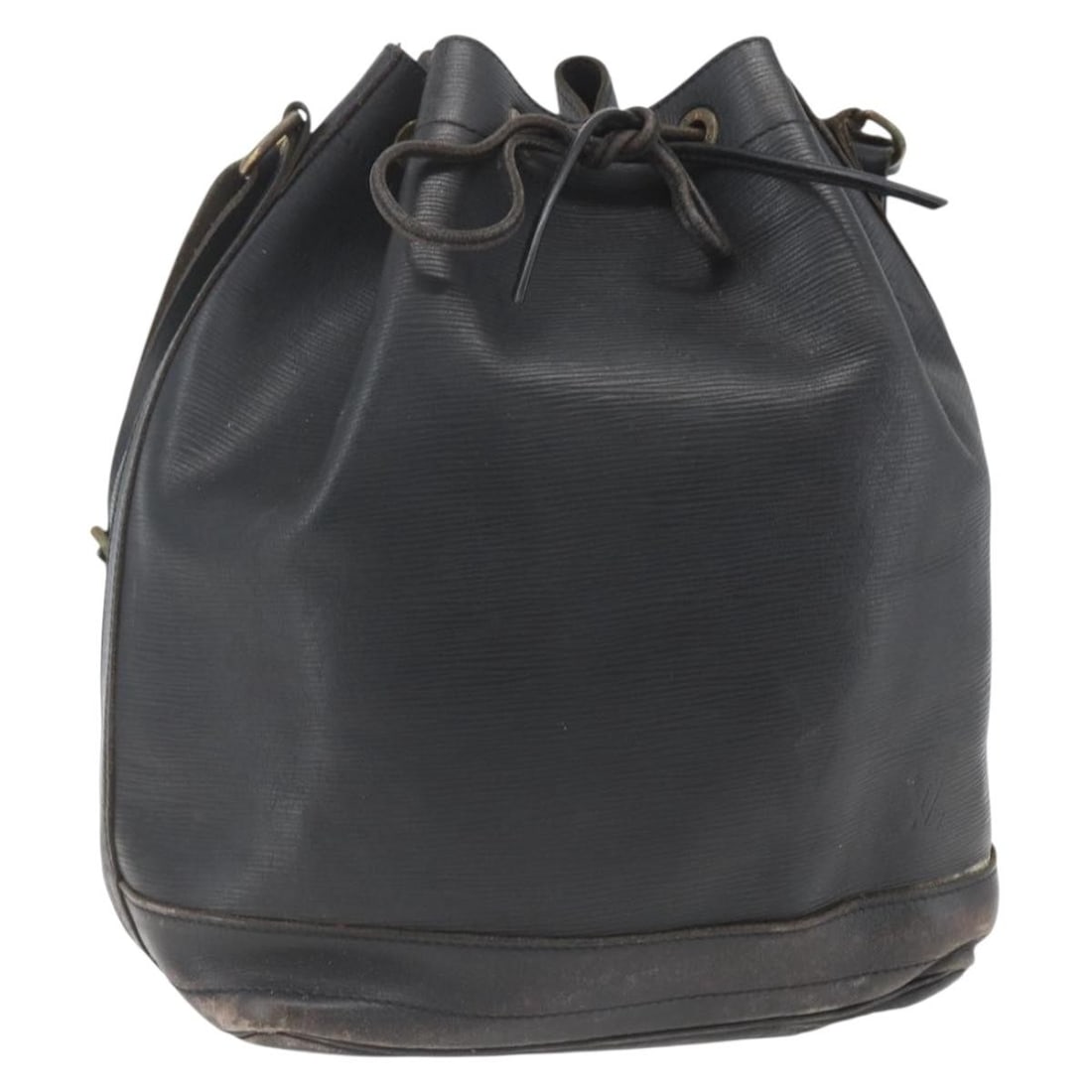 Black Epi Leather Noe Shoulder Bag by Louis Vuitton M44002: Black Epi Leather Noe Shoulder Bag by Louis Vuitton M44002 This is a Louis Vuitton Epi Noe shoulder bag in black Epi leather, crafted in France. The bag features an adjustable shoulder strap and a dra