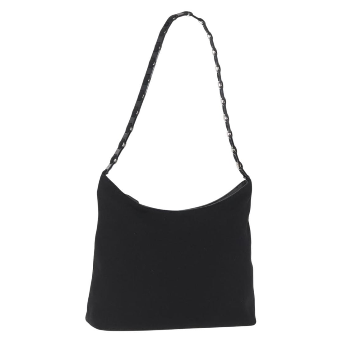 Salvatore Ferragamo Black Nylon Shoulder Bag Silver Trim Italy: Salvatore Ferragamo Black Nylon Shoulder Bag Silver Trim Italy This Salvatore Ferragamo shoulder bag is crafted from black nylon with silver-tone accents. Designed for women, it features a compact sil
