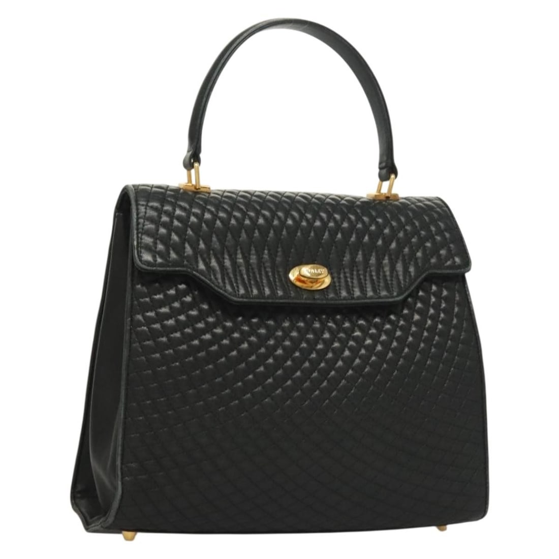 BALLY Black Gold Leather Quilted Hand Bag Made in Italy: BALLY Black Gold Leather Quilted Hand Bag Made in Italy This elegant BALLY Quilted Hand Bag features a sophisticated black leather exterior with gold accents, making it a stylish choice for any occasi