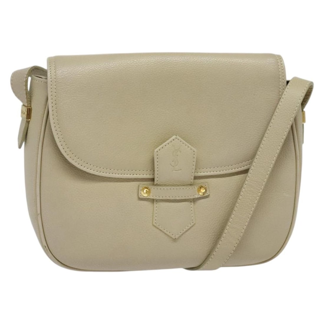 Saint Laurent Beige Gold Leather Shoulder Bag Authentic: Saint Laurent Beige Gold Leather Shoulder Bag Authentic This elegant SAINT LAURENT shoulder bag is crafted from high-quality leather in a sophisticated beige and gold color scheme. The bag features a 