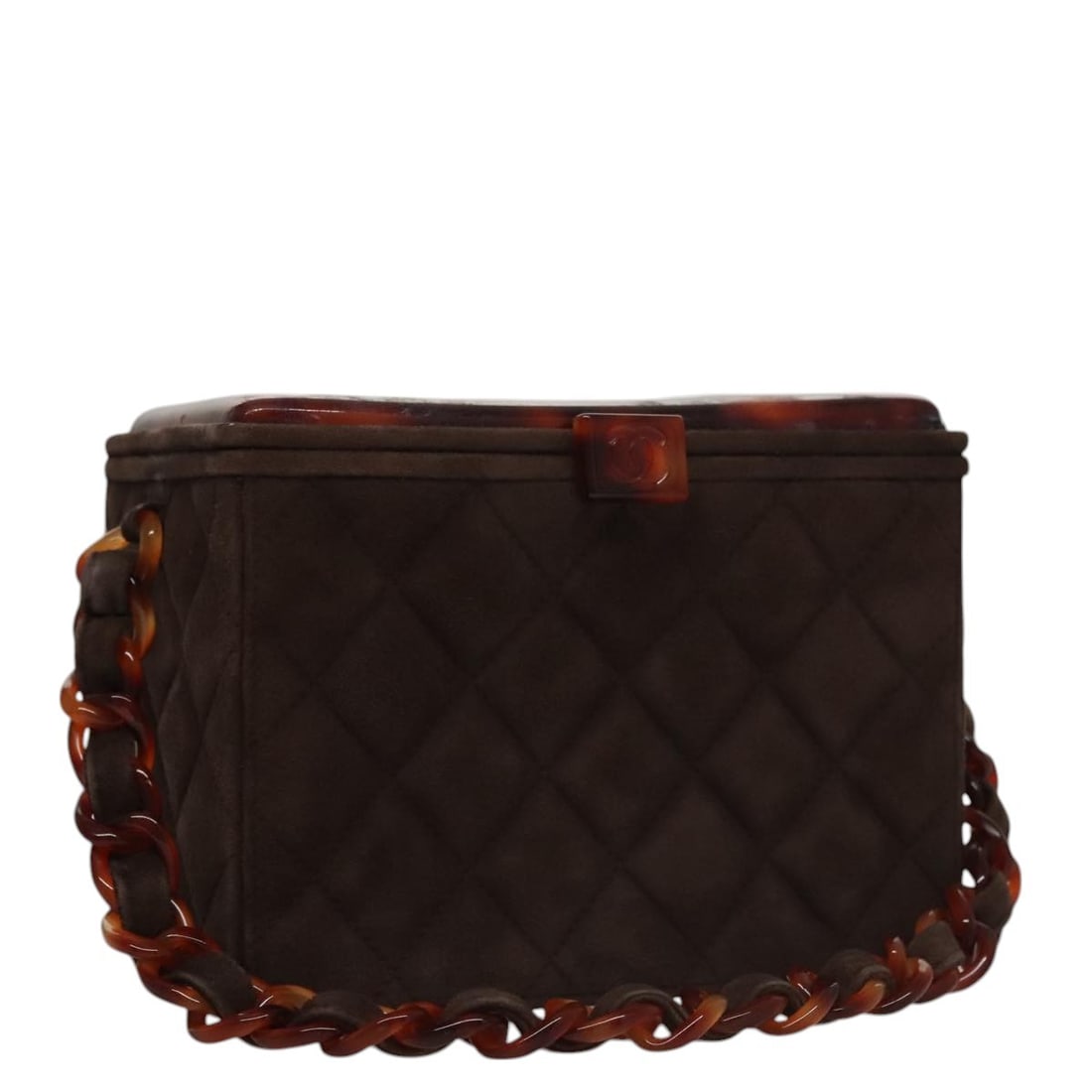 Brown Suede Matelasse Handbag by CHANEL with CC Logo and Guarantee Card (1 of 18)