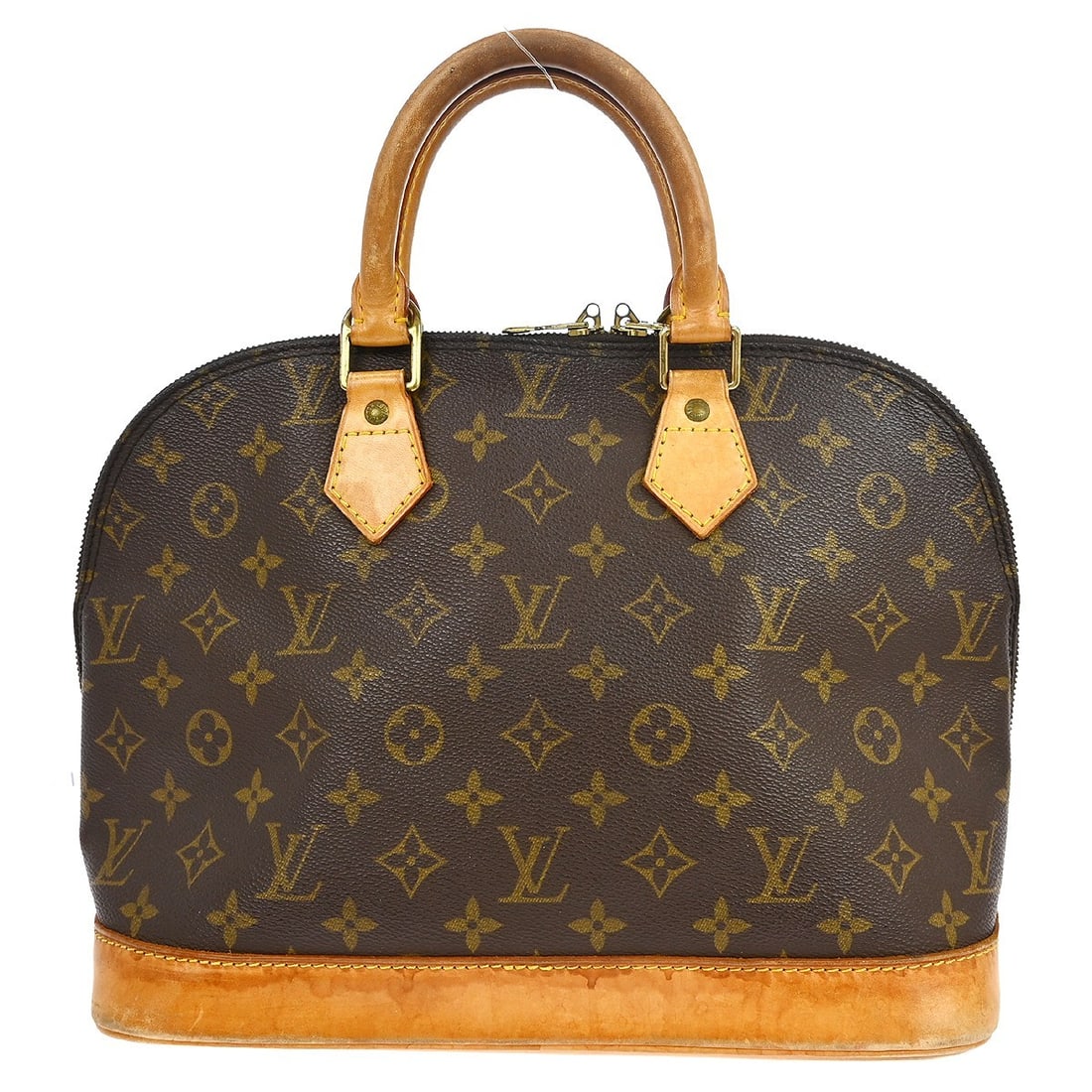 Louis Vuitton Alma Monogram Canvas Medium Brown Handbag M51130: Louis Vuitton Alma Monogram Canvas Medium Brown Handbag M51130 This Louis Vuitton Alma handbag features the iconic Monogram canvas exterior with beige double handles and zip closure. Designed in a med