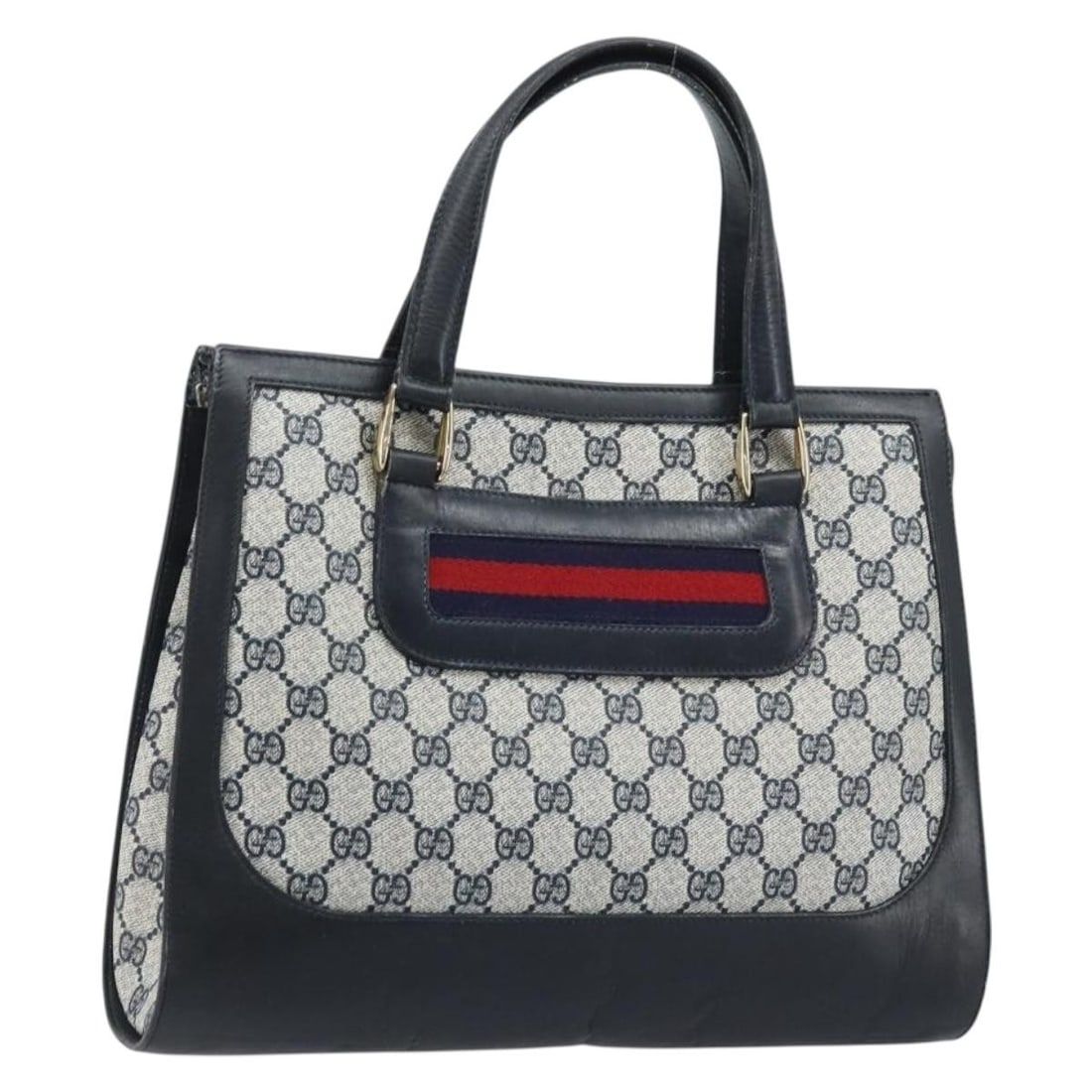 Gucci GG Supreme Sherry Line Navy PVC Leather Women's Handbag: Gucci GG Supreme Sherry Line Navy PVC Leather Women's Handbag This GUCCI GG Supreme Sherry Line handbag features a navy and gold colorway crafted from PVC leather and GG canvas. Designed for women, it