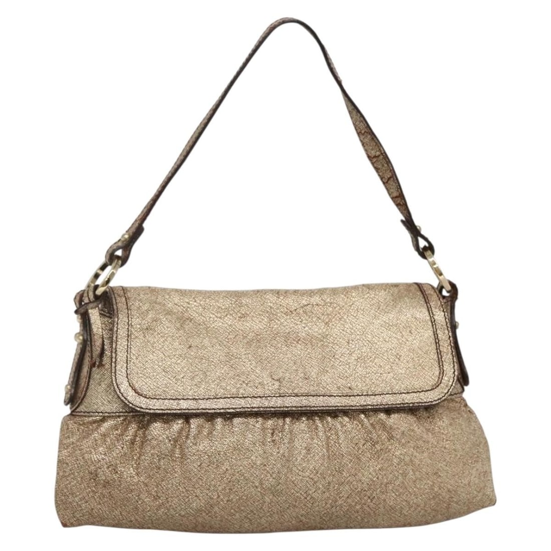 Fendi Gold Leather Shoulder Bag Made in Italy (1 of 18)