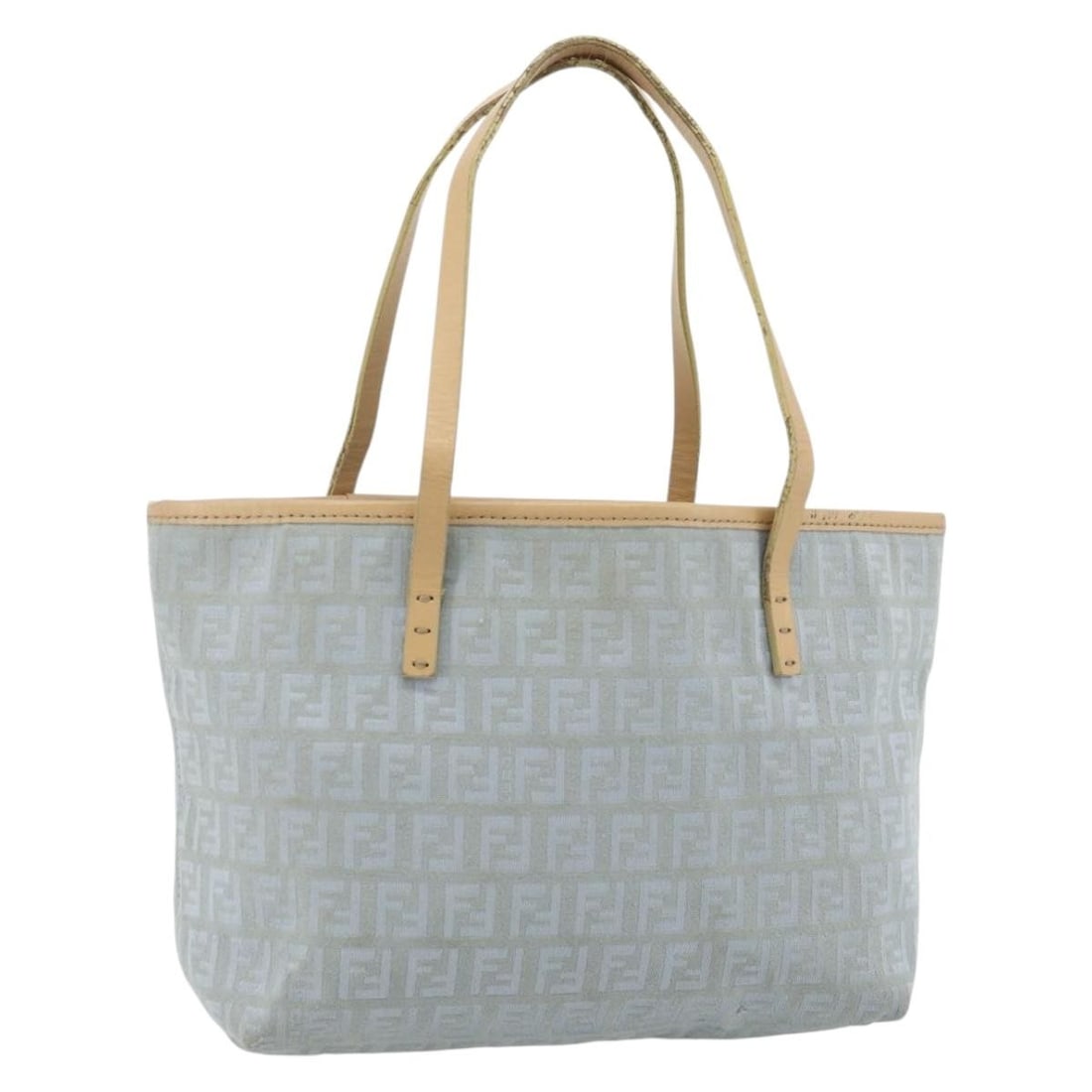 Fendi Zucchino Light Blue Silver Canvas Tote Italy: Fendi Zucchino Light Blue Silver Canvas Tote Italy This FENDI Zucchino Canvas tote bag features a light blue and silver exterior with signature branding. Crafted in Italy, it offers a spacious interio