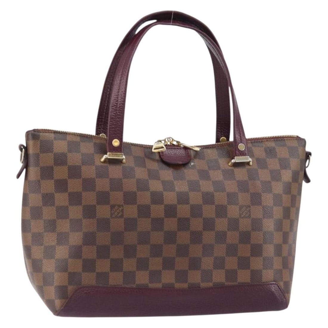 Hyde Park Brown Canvas Satchel by Louis Vuitton with Leather Accents: Hyde Park Brown Canvas Satchel by Louis Vuitton with Leather Accents The Louis Vuitton Hyde Park Handbag features the signature Damier canvas with leather accents in a brown color. Designed for women,
