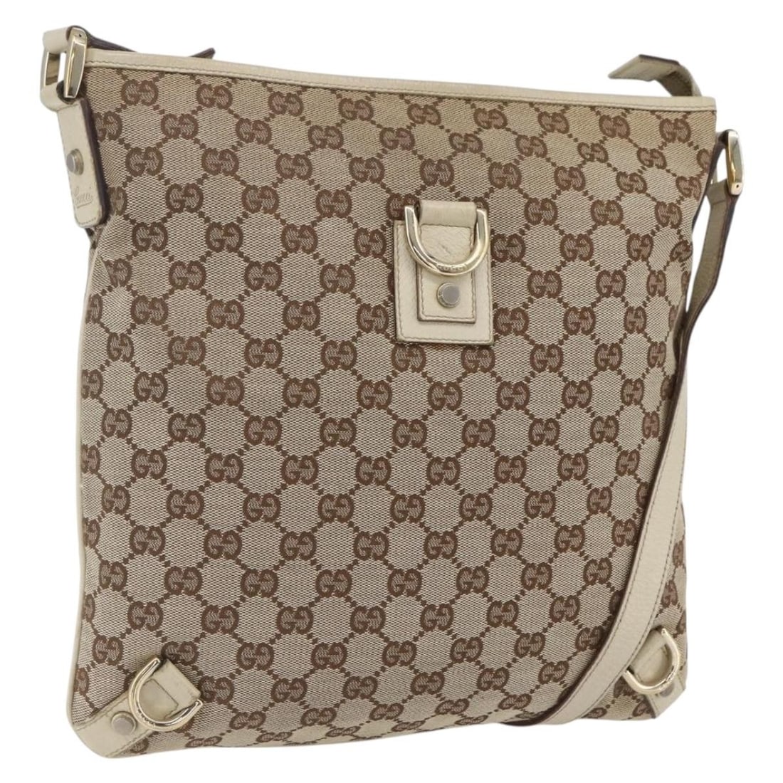 Beige Gold GG Canvas Shoulder Bag by Gucci Model 131326: Beige Gold GG Canvas Shoulder Bag by Gucci Model 131326 This Gucci GG Canvas shoulder bag features a beige and gold color scheme with the signature GG canvas exterior. The bag is designed with a spaci