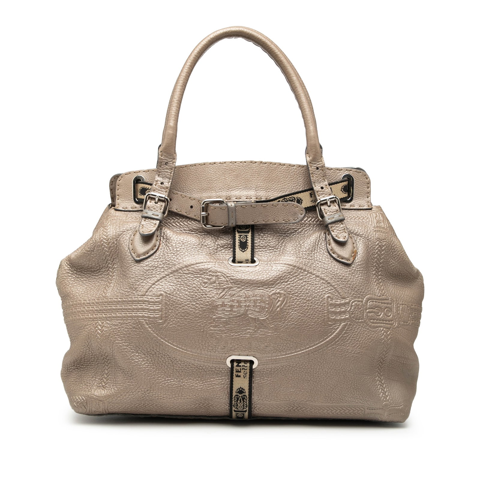 Fendi Selleria Villa Borghese Gold Leather Large Tote Bag (1 of 7)