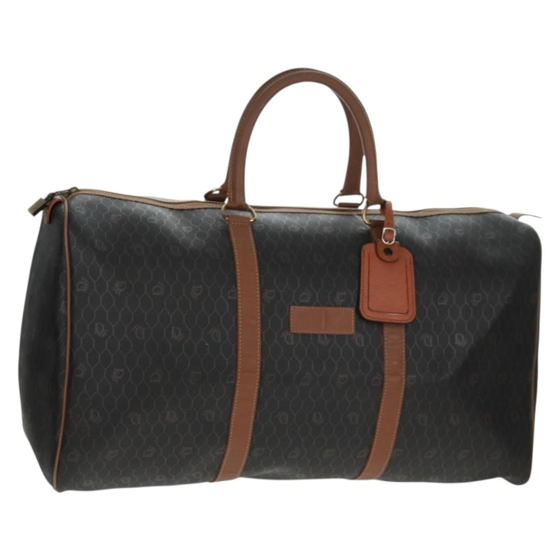 Christian Dior Black Honeycomb PVC Boston Bag with Gold Accents and Accessories: Christian Dior Black Honeycomb PVC Boston Bag with Gold Accents and Accessories This Christian Dior Boston bag features the signature honeycomb canvas and PVC leather in black and gold tones. Crafted 