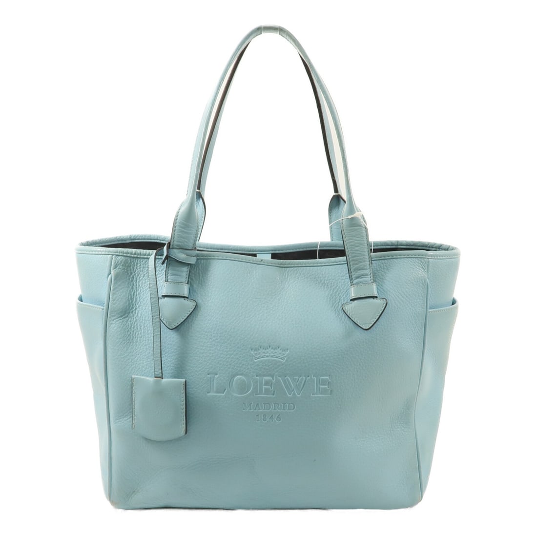 LOEWE Heritage blue calfskin tote bag: LOEWE Heritage blue calfskin tote bag This LOEWE Heritage Tote Bag features a blue calfskin leather exterior and is designed for women. The bag offers a spacious interior, making it suitable for every