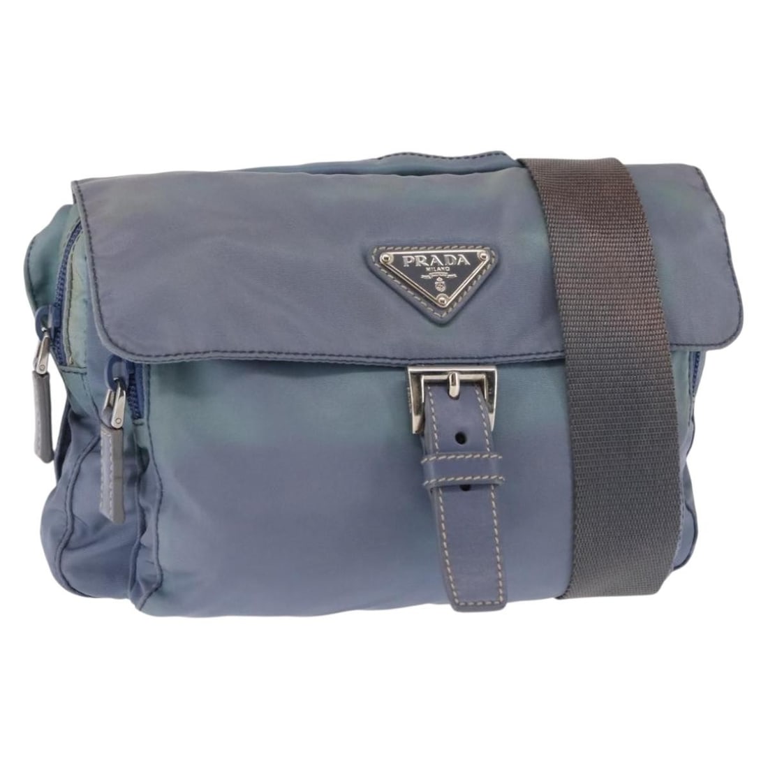 PRADA Light Blue Nylon Shoulder Bag Made in Italy: PRADA Light Blue Nylon Shoulder Bag Made in Italy This authentic PRADA shoulder bag is crafted from durable nylon in a lovely light blue hue, making it a stylish accessory for any outfit. The bag feat