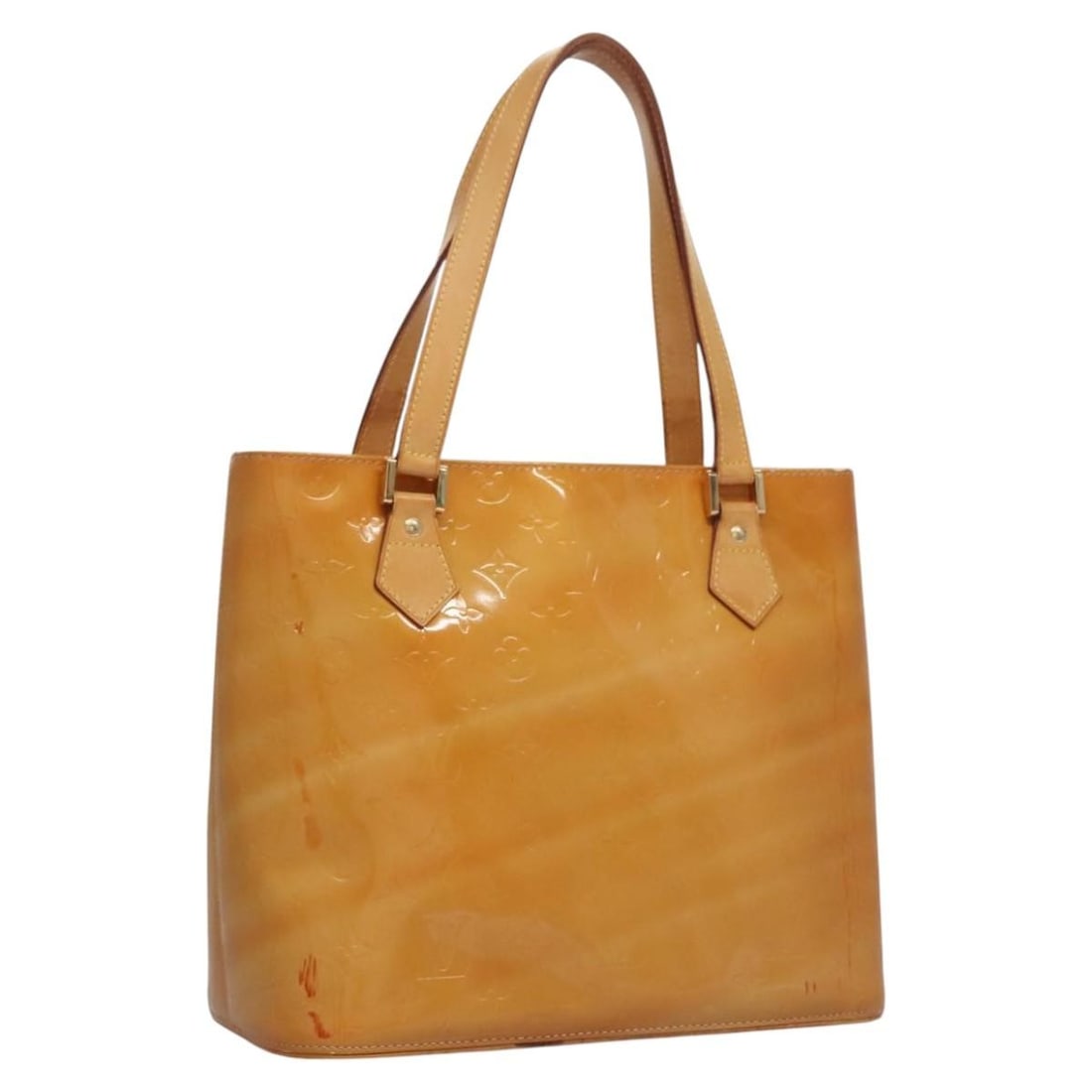 Louis Vuitton Houston Beige Patent Leather Handbag Monogram Vernis M91004: Louis Vuitton Houston Beige Patent Leather Handbag Monogram Vernis M91004 This is a Louis Vuitton Monogram Vernis Houston handbag in beige patent leather. Designed for women, the bag is made in Spain 