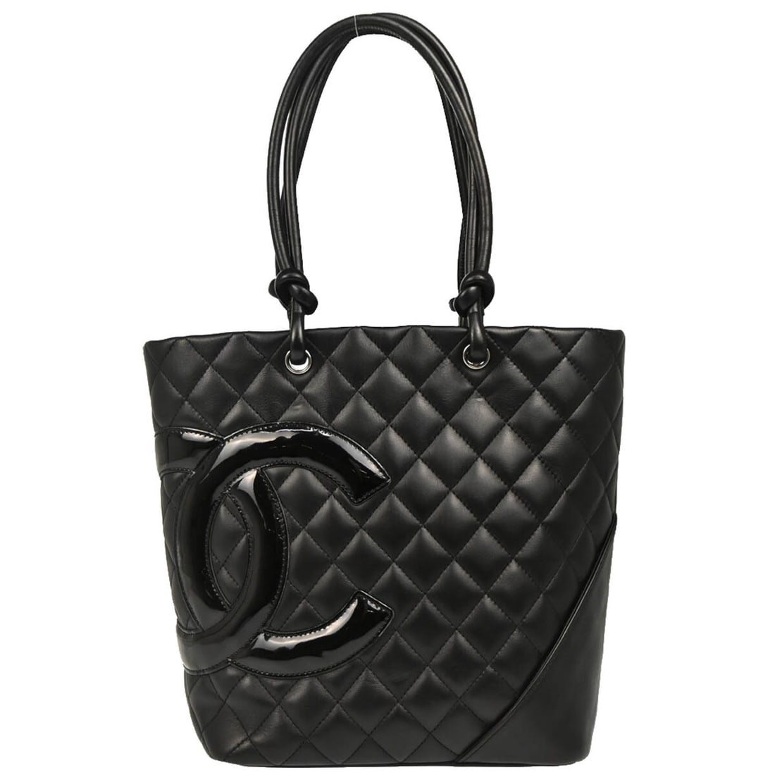 Chanel Cambon Ligne Black Calfskin Tote Handbag with Silver Hardware: Chanel Cambon Ligne Black Calfskin Tote Handbag with Silver Hardware This stylish Chanel Black Calfskin Cambon Ligne Tote Handbag is a perfect accessory for casual occasions. The bag features a zip cl