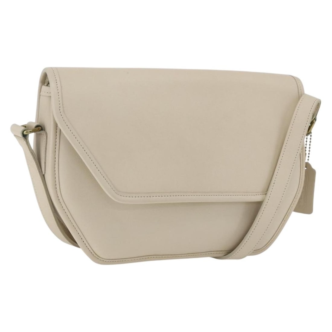 White Leather Coach Shoulder Bag with Gold Accents USA Made (1 of 18)