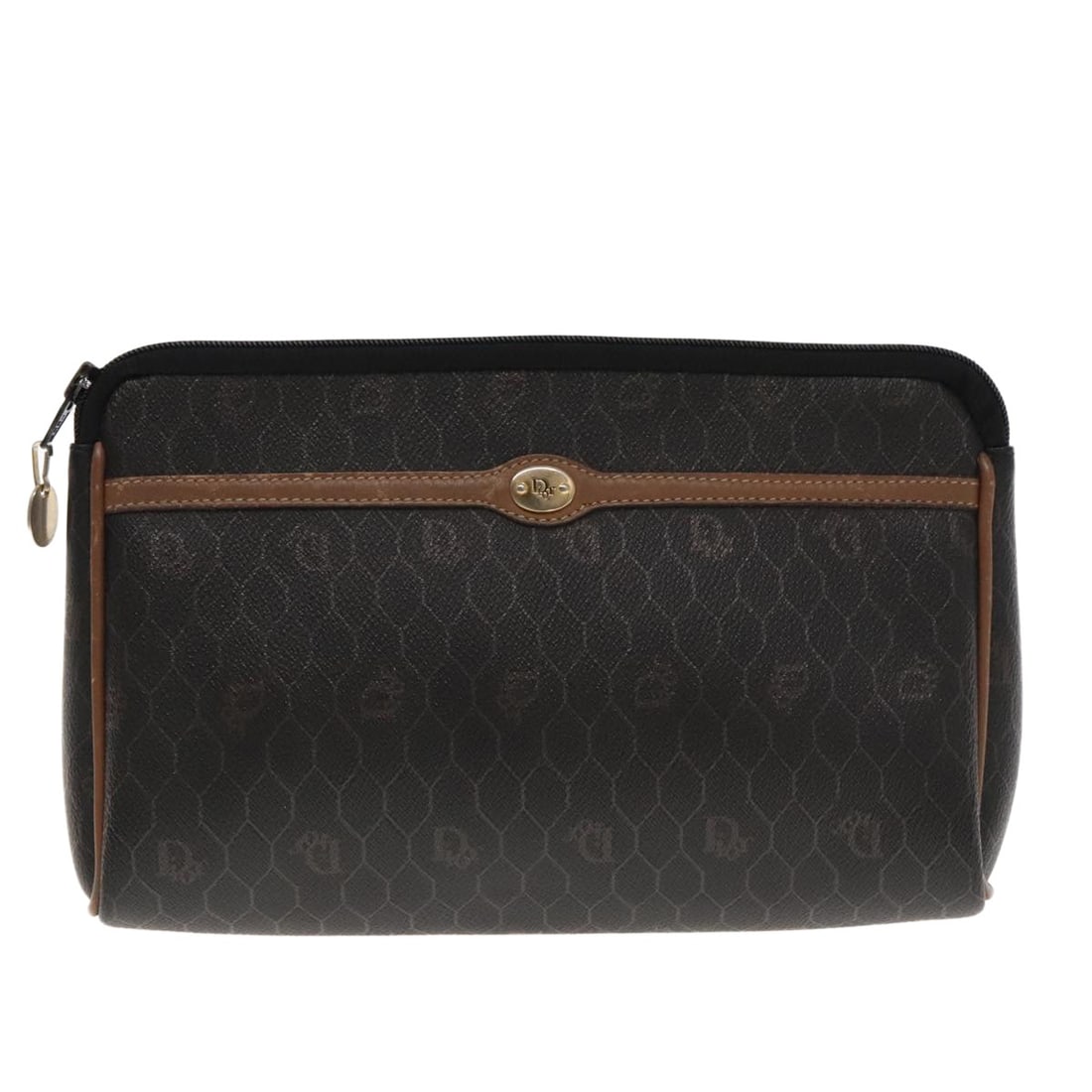 Black Canvas Honeycomb Zip Pouch by Christian Dior Vintage (1 of 17)