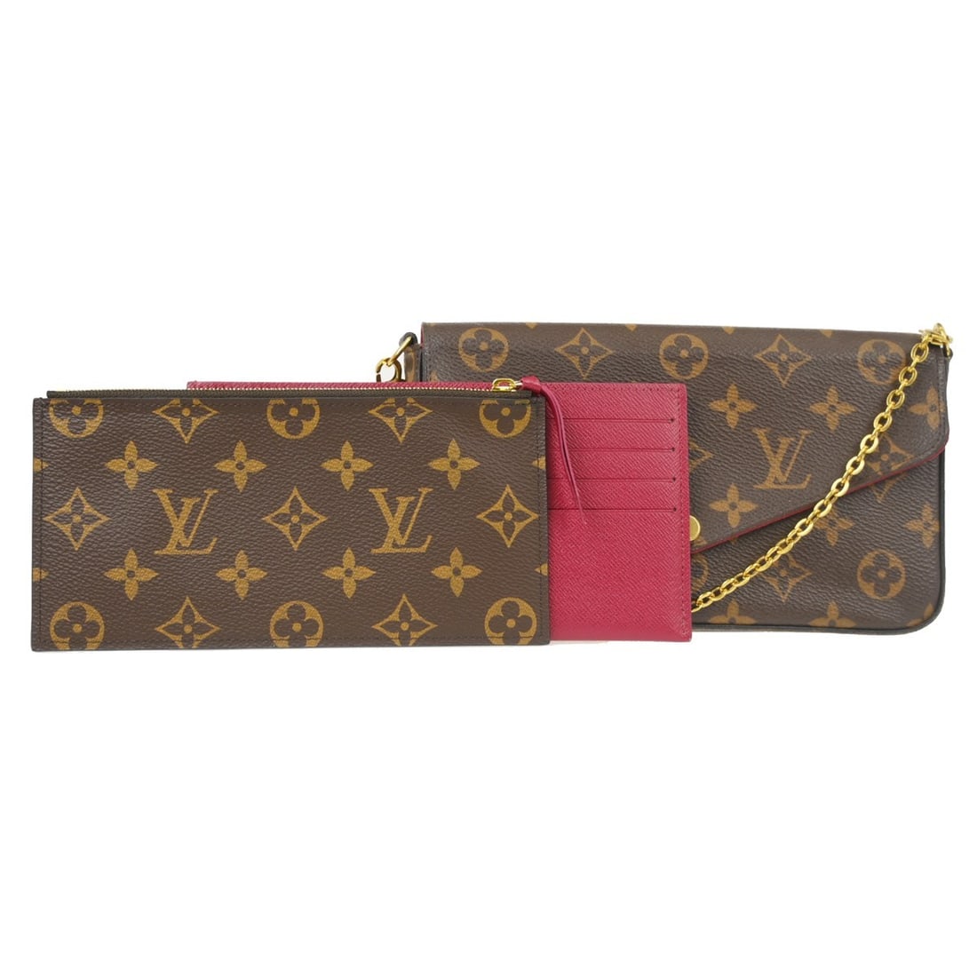 Louis Vuitton Monogram Pochette Felicie Shoulder Bag M81896: Louis Vuitton Monogram Pochette Felicie Shoulder Bag M81896 This is a vintage Louis Vuitton Pochette Felicie shoulder bag in the small size, featuring the iconic monogram canvas exterior in brown. The