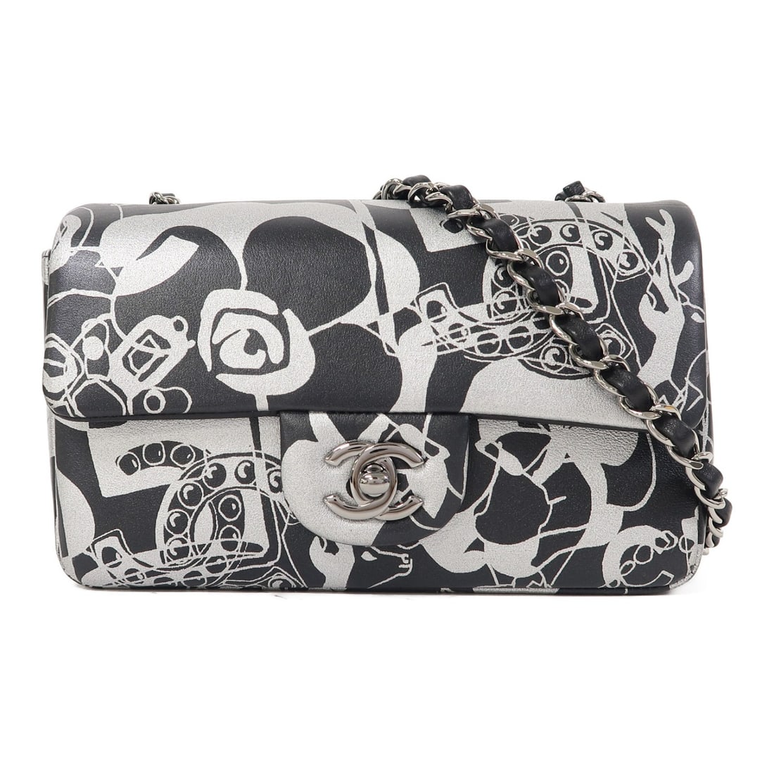 CHANEL Calfskin Black CC Chain Shoulder Bag SHW: CHANEL Calfskin Black CC Chain Shoulder Bag SHW This CHANEL shoulder bag features luxurious black calfskin leather and is accented with silver-tone hardware. Designed for women, it offers a compact an