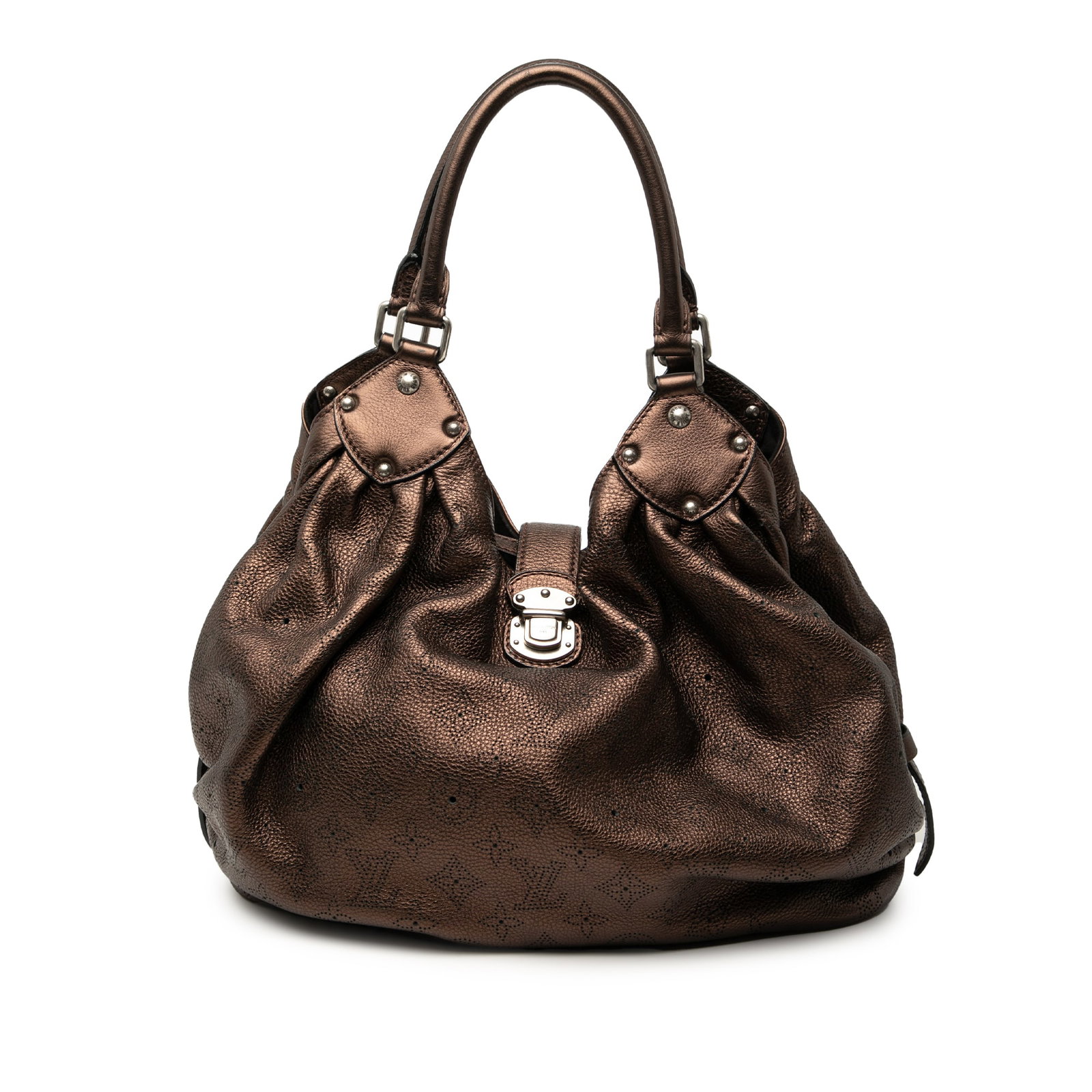 Louis Vuitton Monogram Mahina L Hobo Leather Bag Brown: Louis Vuitton Monogram Mahina L Hobo Leather Bag Brown The Louis Vuitton Monogram Mahina L Hobo is a stylish and functional handbag crafted from high-quality calf leather. It features rolled handles f