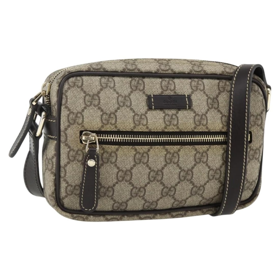 Gucci GG Supreme beige gold PVC shoulder bag 201447: Gucci GG Supreme beige gold PVC shoulder bag 201447 This is a GUCCI GG Supreme shoulder bag crafted from beige and gold PVC leather with GG canvas accents. Designed for women, the bag features a compa