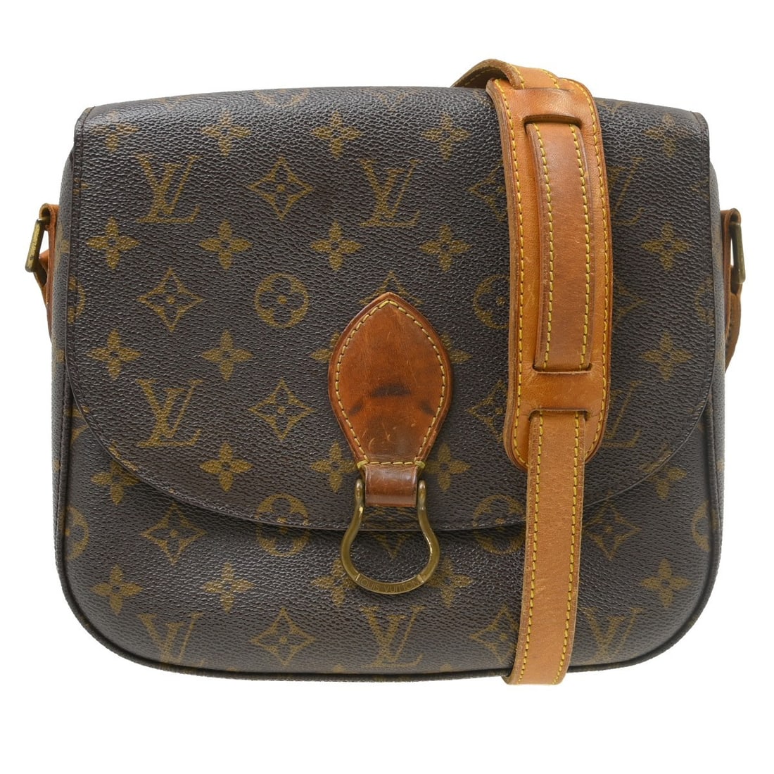 Louis Vuitton Saint Cloud GM Monogram Shoulder Bag M51242: Louis Vuitton Saint Cloud GM Monogram Shoulder Bag M51242 This vintage Louis Vuitton Saint Cloud GM shoulder bag features the iconic monogram pattern on brown leather with a beige crossbody strap. Des