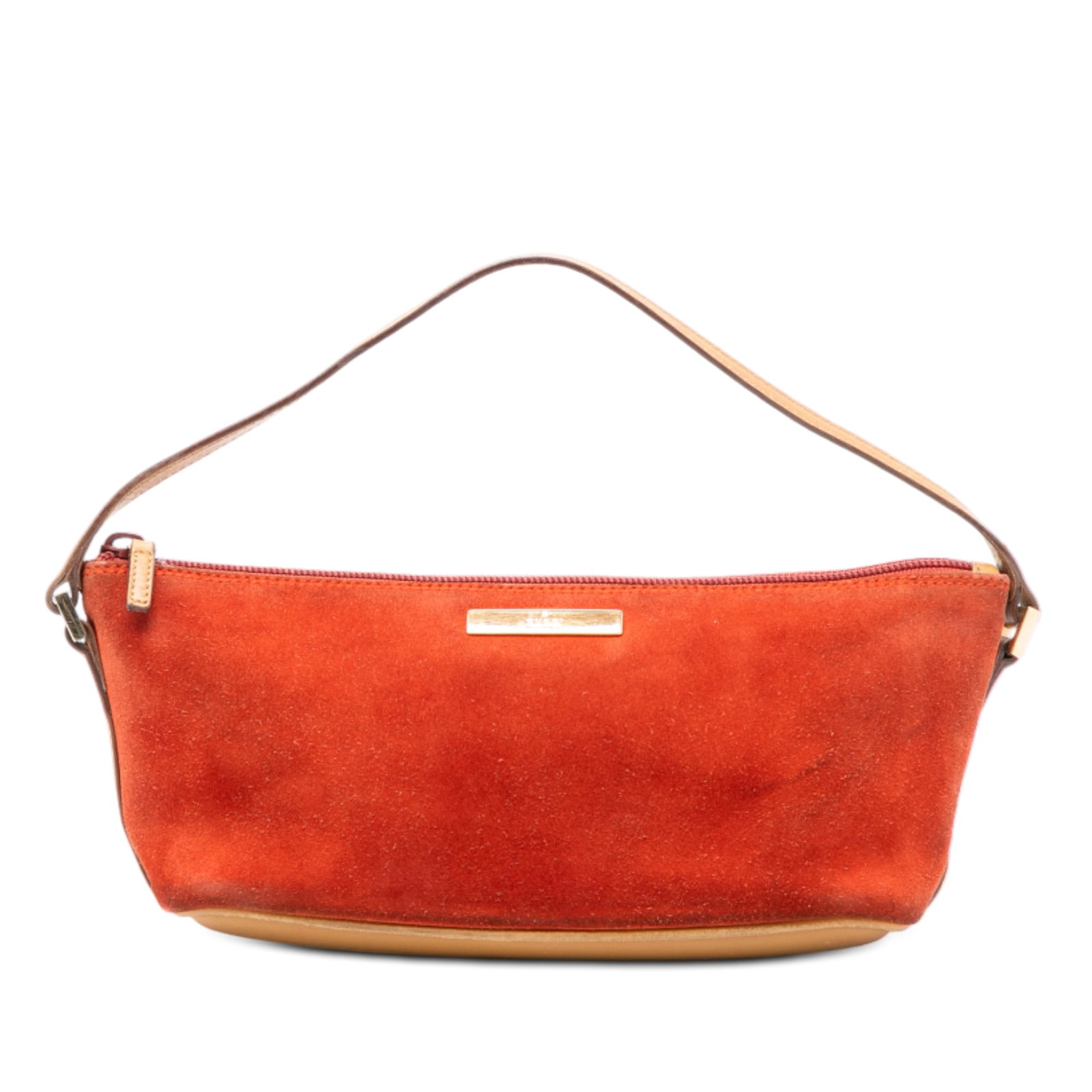 Gucci Suede Boat Orange Leather Trim Shoulder Bag Italy (1 of 7)