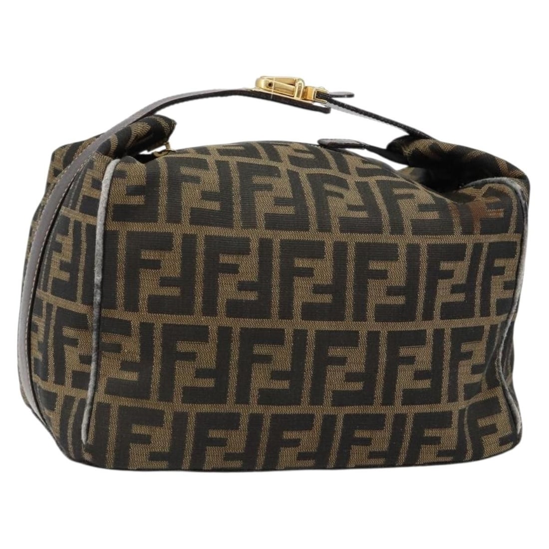 FENDI Zucca Canvas Vanity Hand Bag Black Brown Auth Italy: FENDI Zucca Canvas Vanity Hand Bag Black Brown Auth Italy This authentic FENDI Zucca Canvas Vanity Hand Bag showcases a stylish blend of black and brown hues, perfect for any fashion-forward individua
