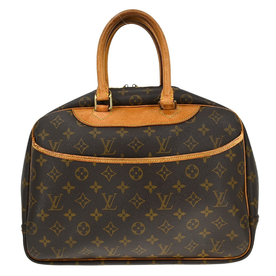 Louis Vuitton Deauville Monogram Canvas Medium Bowling Vanity Handbag: Louis Vuitton Deauville Monogram Canvas Medium Bowling Vanity Handbag This is a Louis Vuitton Deauville Bowling handbag in the classic Monogram canvas leather. Featuring a double handle design and a z