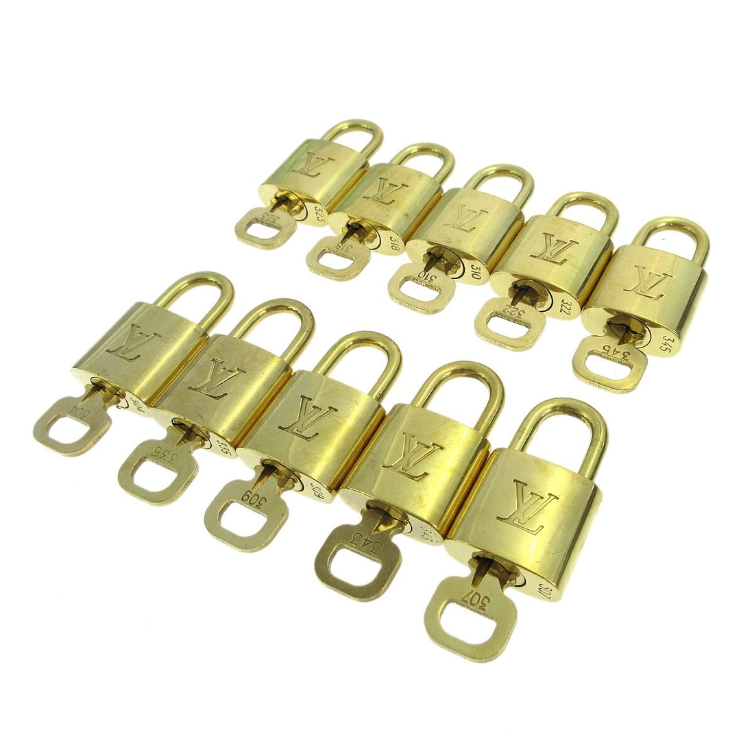 Set of 10 Gold Tone Padlock Charms by Louis Vuitton (1 of 1)