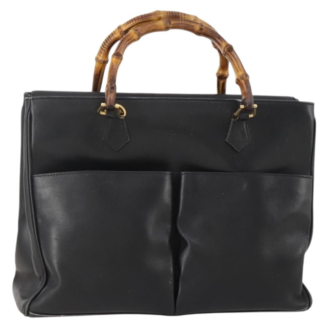 Gucci leather bamboo tote black gold Italy 002 123 0322: Gucci leather bamboo tote black gold Italy 002 123 0322 This GUCCI Bamboo Tote Bag is crafted from black leather with gold-tone accents. Designed for women, it features a spacious interior and a class