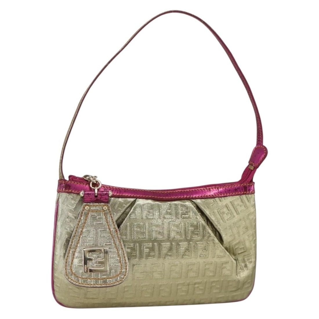 Fendi Zucchino Canvas Gold Women's Handbag Made in Italy: Fendi Zucchino Canvas Gold Women's Handbag Made in Italy This FENDI Zucchino Canvas handbag features the iconic gold-toned Zucchino canvas exterior and is designed for women. Made in Italy, the handba