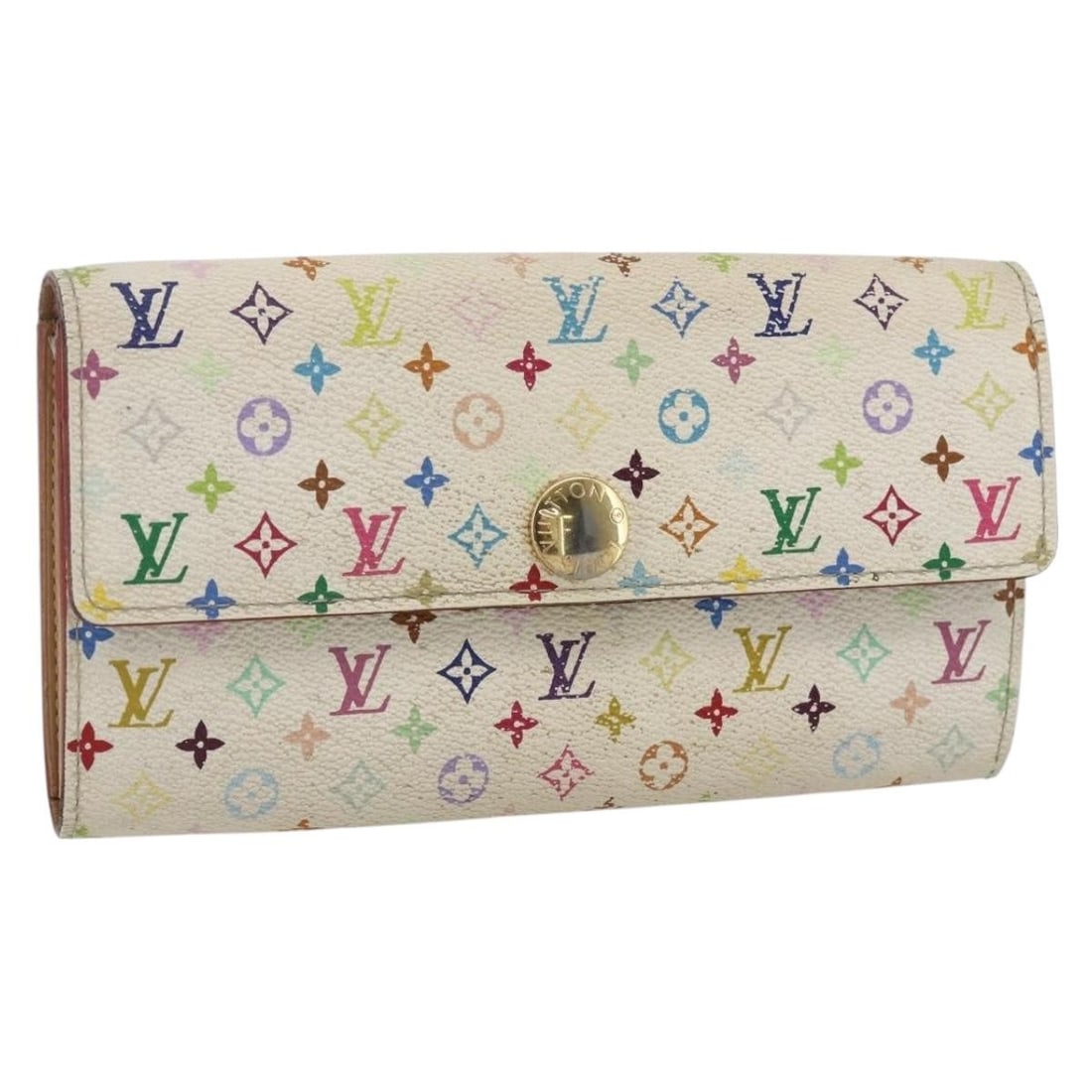 Louis Vuitton Multicolor Monogram Sarah Long Wallet White Canvas M93532: Louis Vuitton Multicolor Monogram Sarah Long Wallet White Canvas M93532 This is a Louis Vuitton Sarah long wallet in Monogram Multicolor canvas with a white background. The wallet is designed for wome
