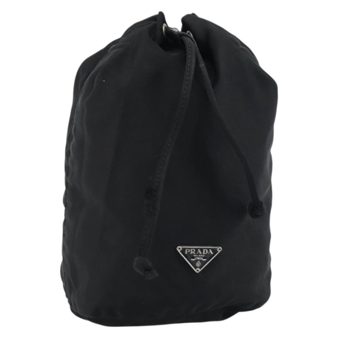 Prada black nylon pouch handbag 5.5 x 7.9 x 3.9 inch: Prada black nylon pouch handbag 5.5 x 7.9 x 3.9 inch This PRADA pouch is crafted from black nylon and designed for women. Made in Italy, the pouch features a compact silhouette with approximate dimens