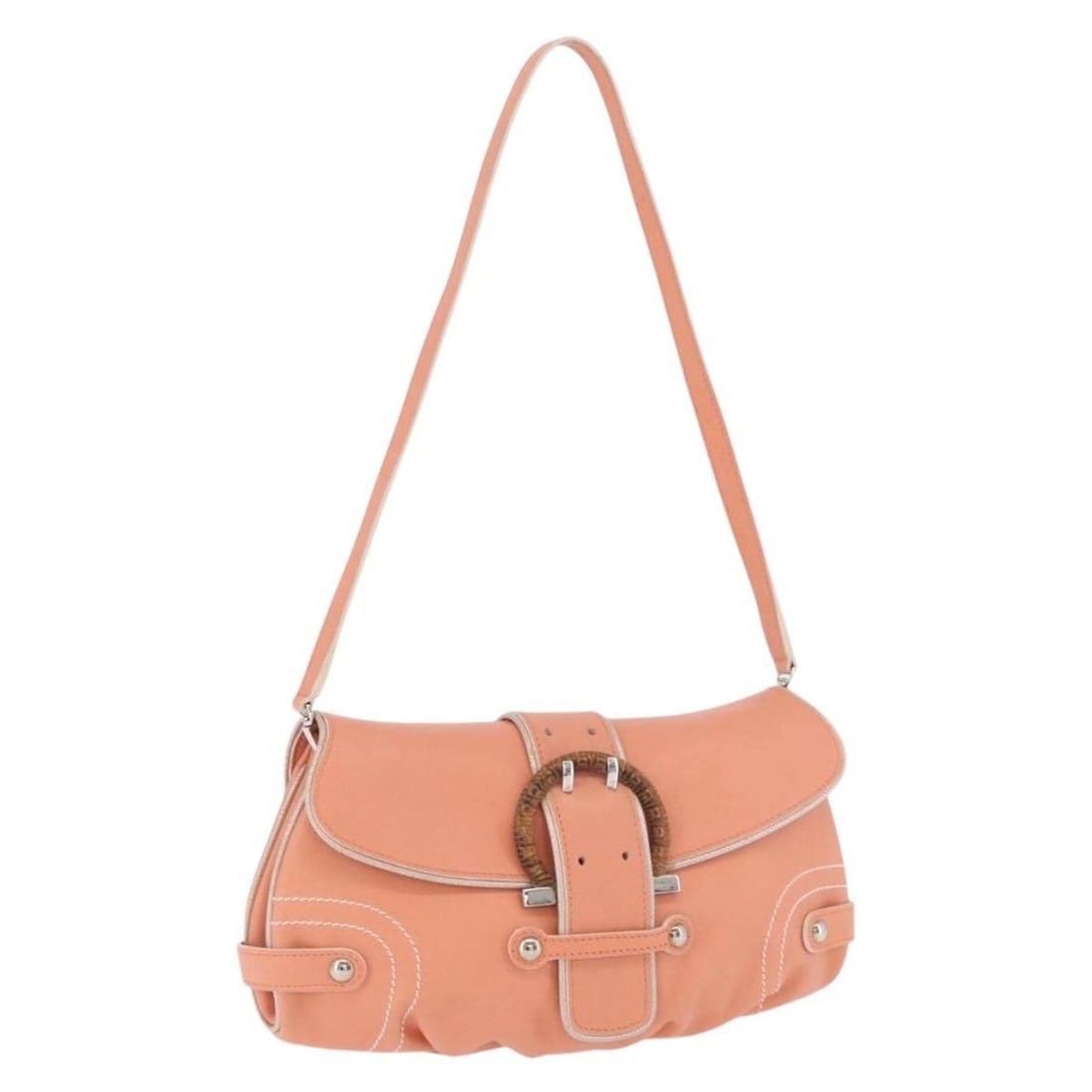 Salvatore Ferragamo Pink Silver Leather Gancini Shoulder Bag: Salvatore Ferragamo Pink Silver Leather Gancini Shoulder Bag This Salvatore Ferragamo Gancini shoulder bag features a pink and silver leather exterior and classic silver-tone hardware. Designed for wo