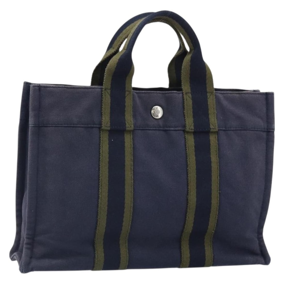 Hermes Fourre Tout PM Navy Silver Canvas Tote Bag France (1 of 18)