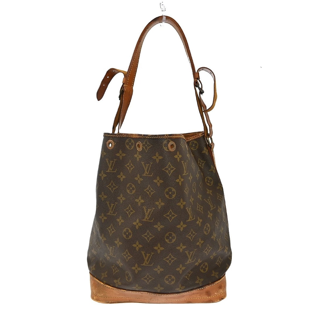 Louis Vuitton Noe Monogram Canvas Medium Vintage Drawstring Shoulder Bag M42224: Louis Vuitton Noe Monogram Canvas Medium Vintage Drawstring Shoulder Bag M42224 This Louis Vuitton Noe drawstring shoulder bag features the classic monogram canvas leather exterior with beige shoulder