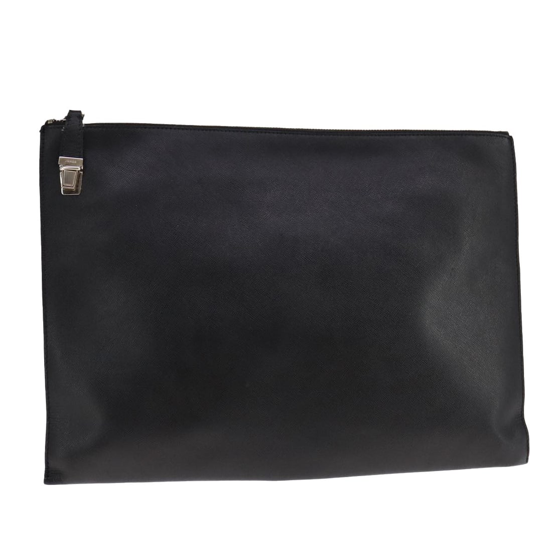 Black Leather Clutch by PRADA for Women Made in Italy: Black Leather Clutch by PRADA for Women Made in Italy This PRADA clutch bag features a black leather exterior and is designed for women. Made in Italy, it showcases a spacious interior and a classic s