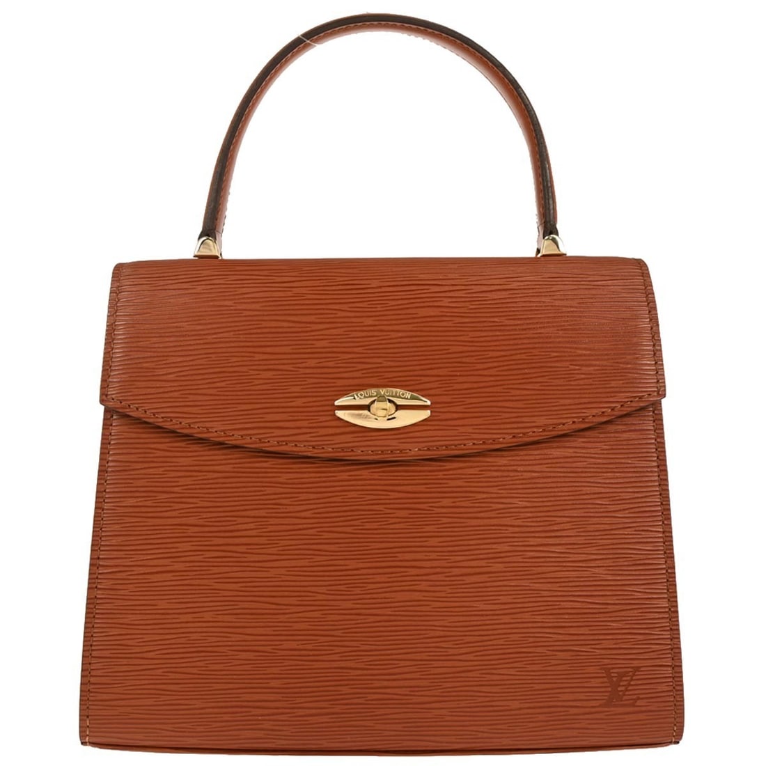 Louis Vuitton Malesherbes Epi Leather Brown Top Handle Bag M52373: Louis Vuitton Malesherbes Epi Leather Brown Top Handle Bag M52373 This Louis Vuitton Malesherbes handbag features brown Epi leather with a signature textured pattern and gold-tone buckle closure. Desi