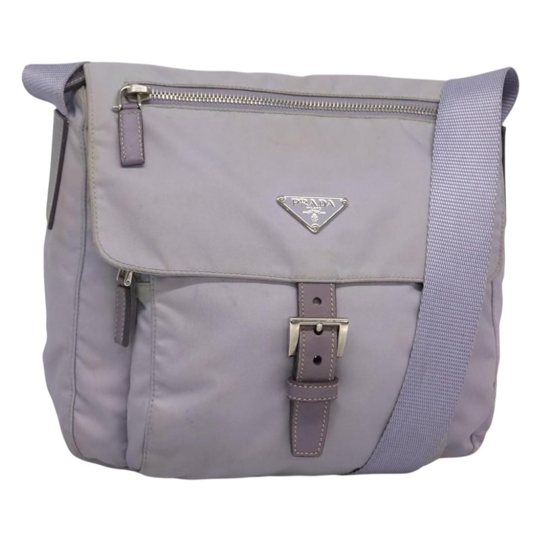 Prada Nylon Purple Silver Women Shoulder Bag Italy: Prada Nylon Purple Silver Women Shoulder Bag Italy This PRADA shoulder bag is crafted from purple and silver nylon, offering a contemporary and functional design. Made in Italy, the bag features an ad