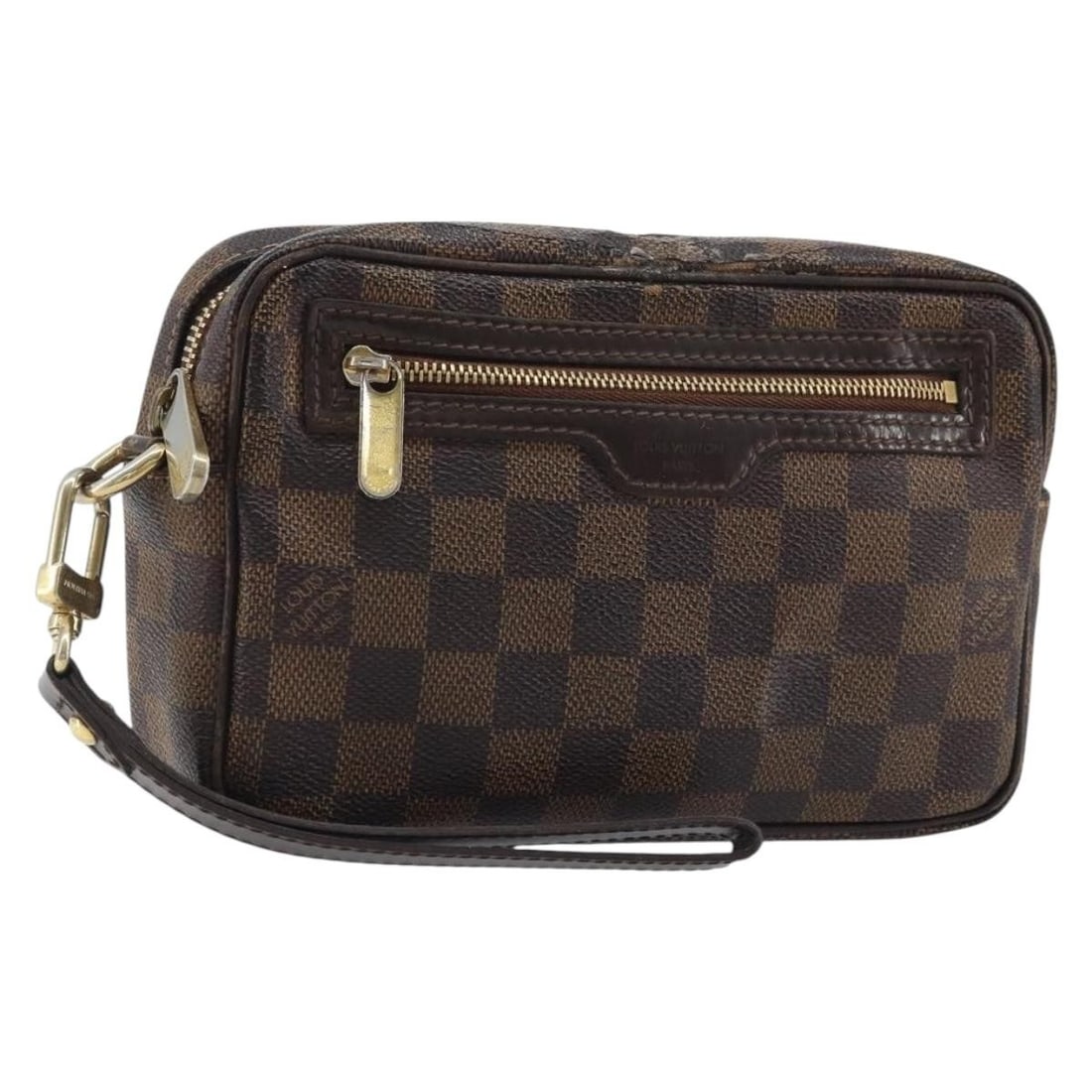 Louis Vuitton Damier Ebene Pochette Billets Macau N61739 Clutch Bag: Louis Vuitton Damier Ebene Pochette Billets Macau N61739 Clutch Bag This is a Louis Vuitton Damier Ebene Pochette Billets Macau clutch bag, crafted from Damier Ebene canvas. The bag features a compact