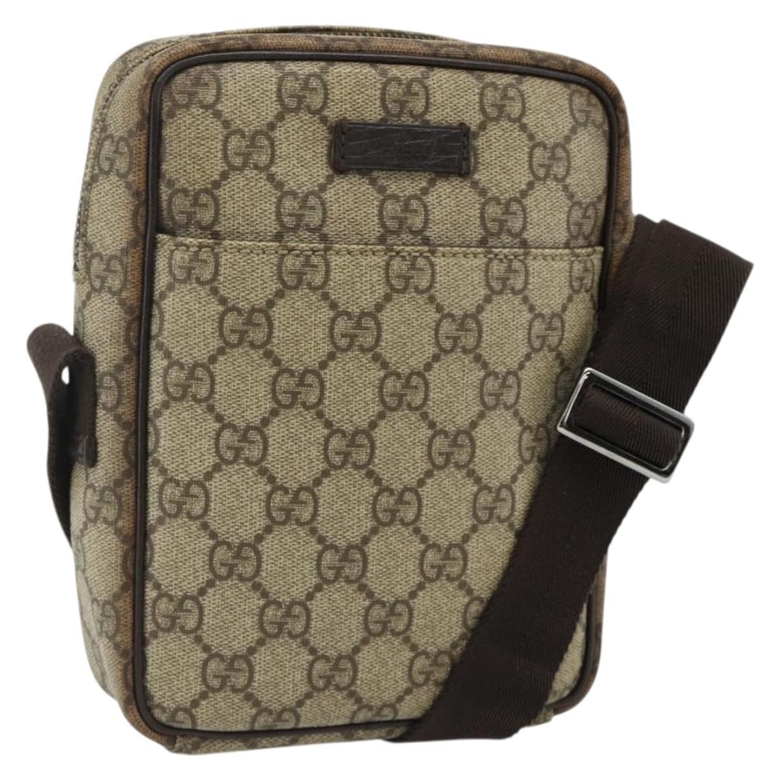 Gucci GG Supreme Beige Silver PVC Shoulder Bag 122754: Gucci GG Supreme Beige Silver PVC Shoulder Bag 122754 This GUCCI GG Supreme shoulder bag features a beige and silver color scheme crafted from PVC leather and GG canvas. Designed for women, it offers 