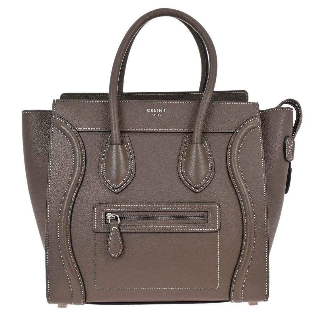 Celine Luggage Micro Tote Brown Leather Top Handle Bag Medium: Celine Luggage Micro Tote Brown Leather Top Handle Bag Medium This Celine Luggage Micro Tote Handbag in brown features a medium-sized silhouette crafted from leather. It is designed with a top handle 