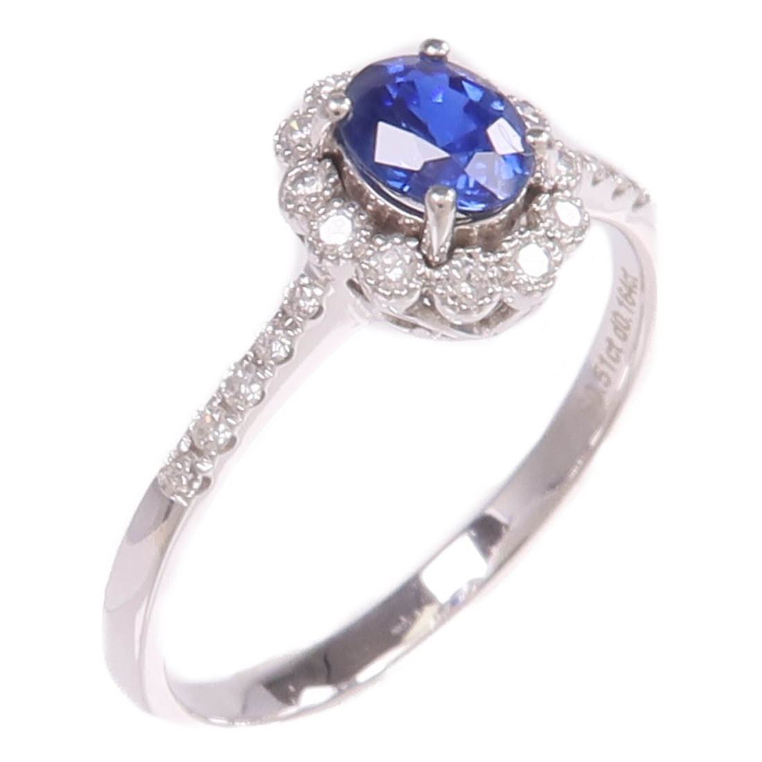 Sapphire and Diamond 18K White Gold Ring Size 6.5 (1 of 8)