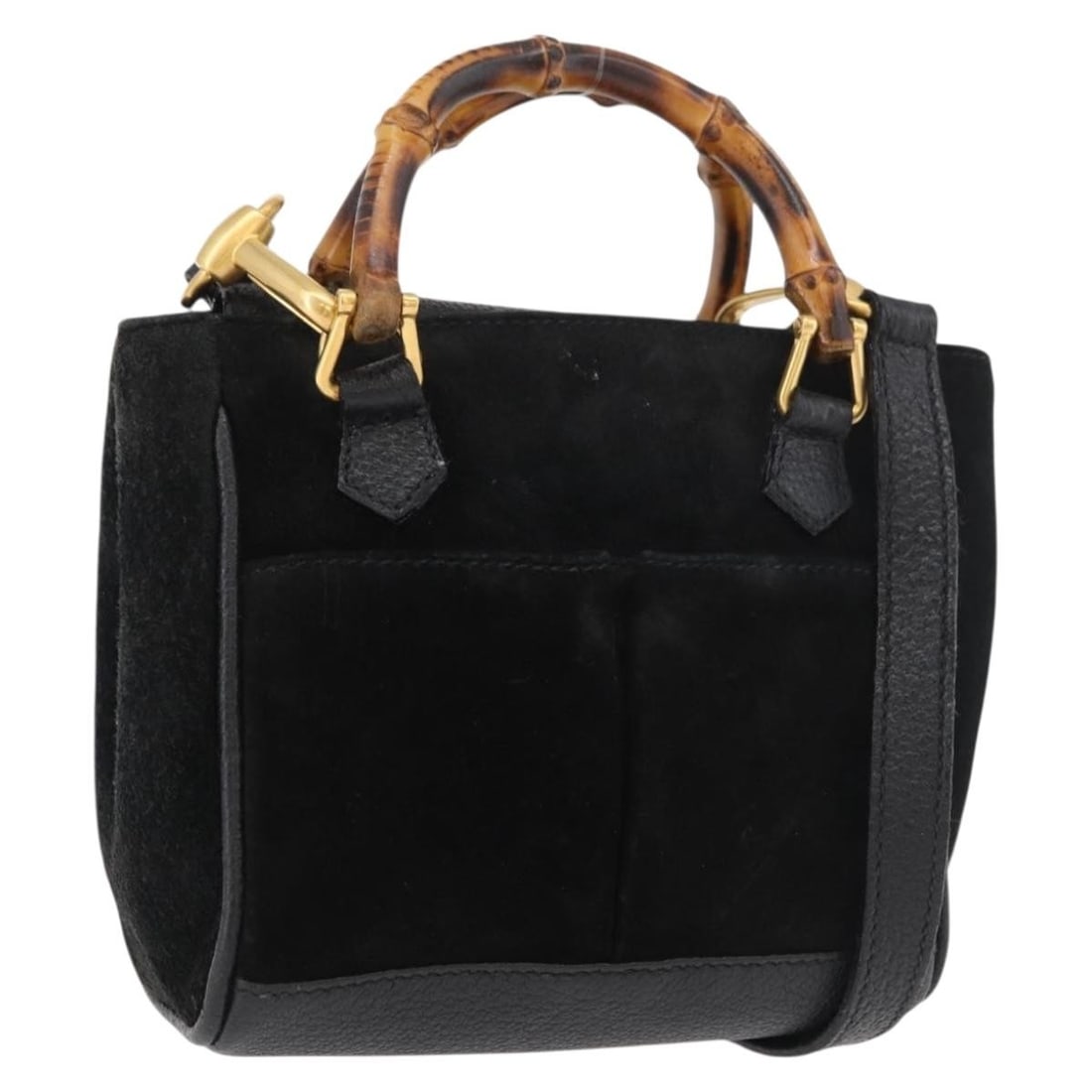 Gucci Bamboo suede black gold handbag with shoulder strap (1 of 18)